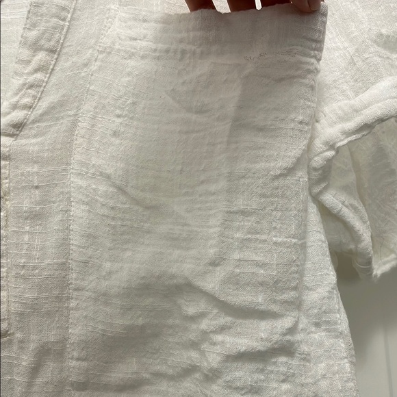 Sundance White Textured Cotton Blend Oversized Short Sleeve Top - Size XS - Picture 9 of 14